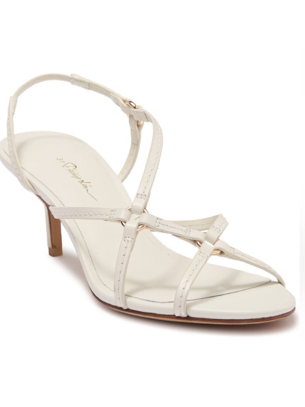 3.1 Phillip Lim White Leather Strappy kitten heel sandals